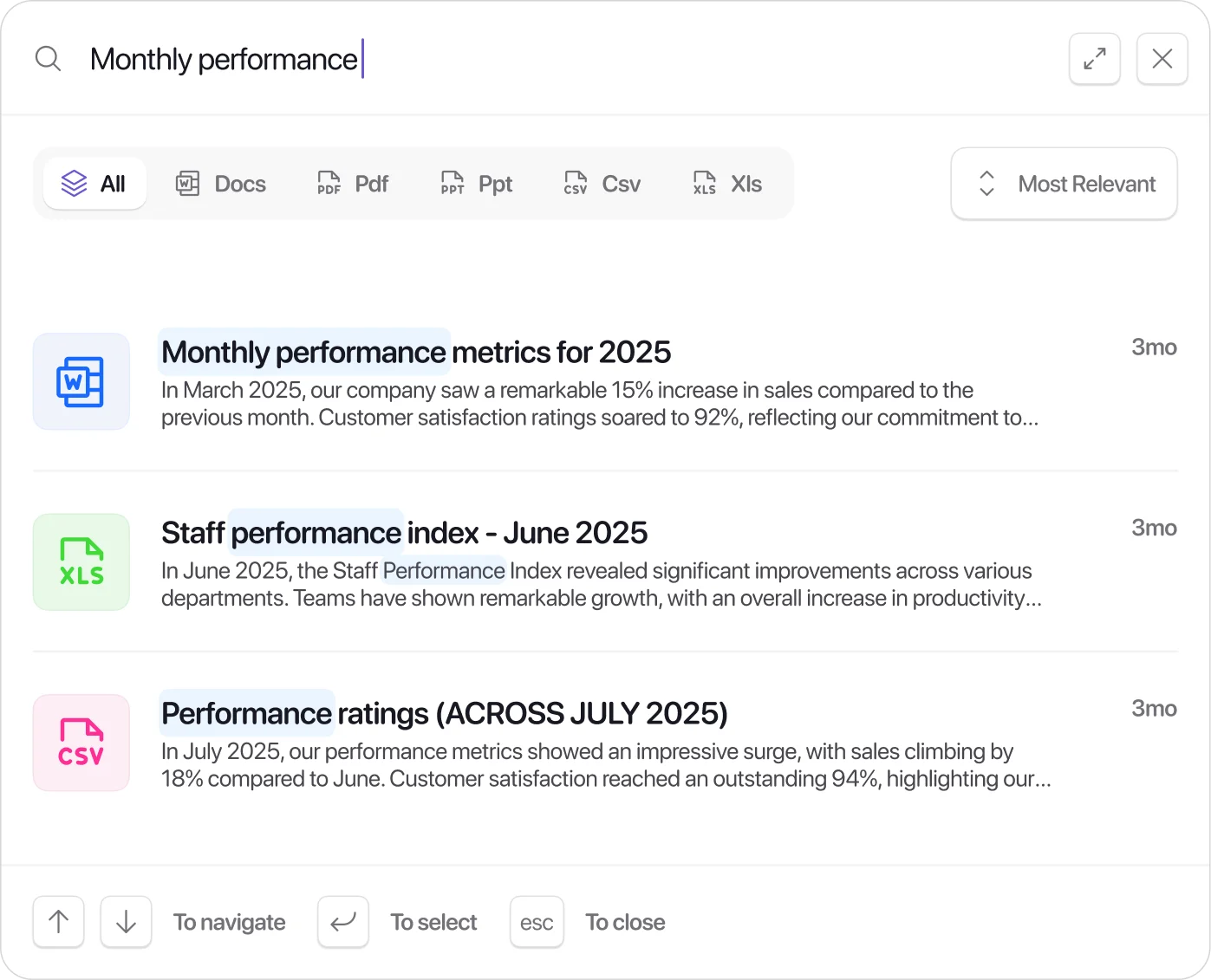 Search modal (active input)